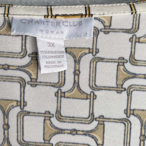 Charter Club Wrap Rush Front Long Sleeve Gold Cream Top Size 3X - Picture 4 of 6